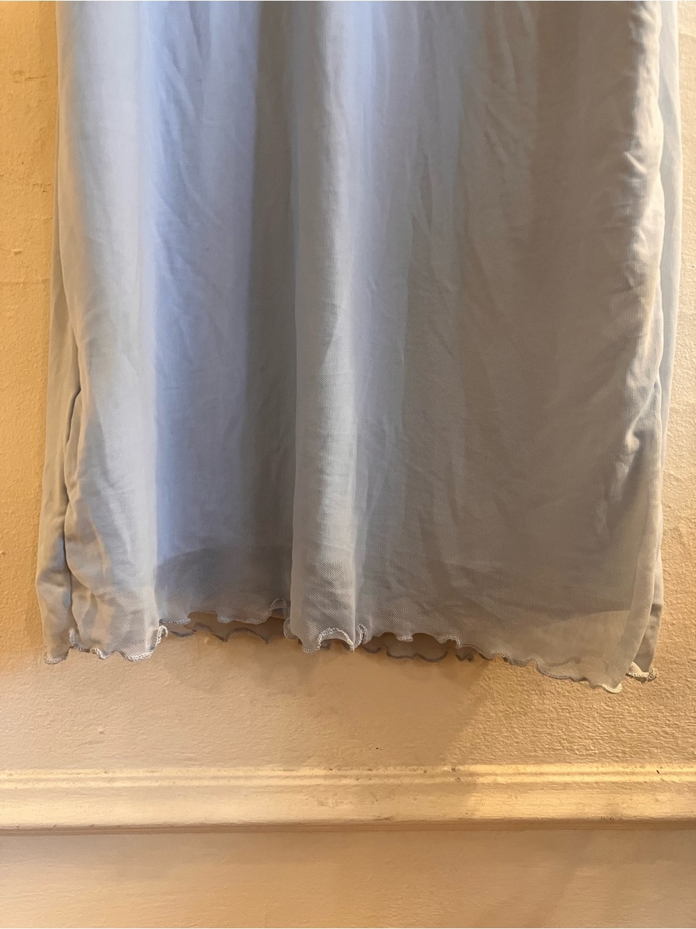 Maternity form fitting rutched midi baby blue dress with scalloped hem by SHEIN - Picture 6 of 8
